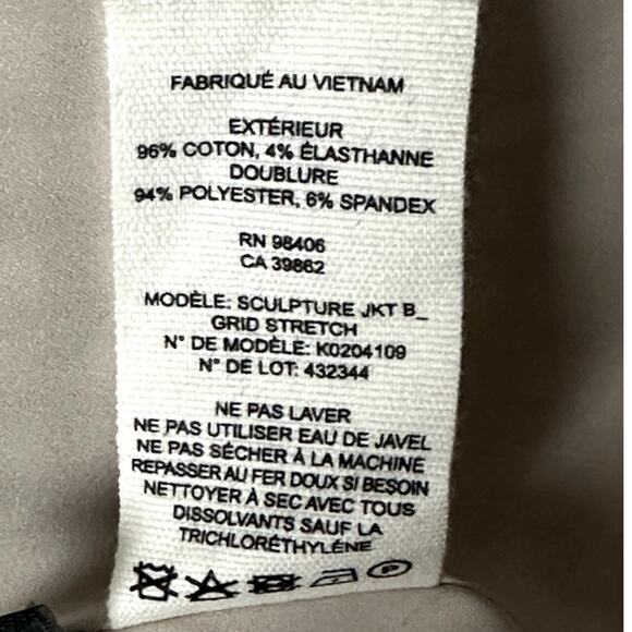 Theory Check Peplum-Back Sculpture Jacket Ivory Tan Grid Stretch Women's Size 10 - Picture 9 of 9